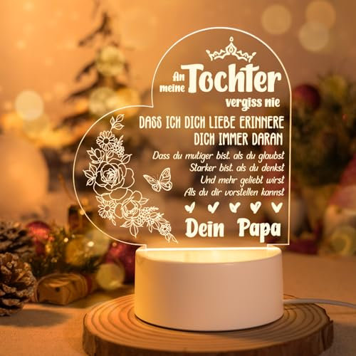 Tochter Geschenke von Papa, Vater Tochter Geschenke, LED Acryl Nachtlicht Geschenk für Meine Tochter, 18 Geburtstag Mädchen, Personalisiertes Geburtstagsgeschenk für Tochter