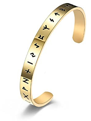 AMDXD Armbänder in Edelstahl, Armschmuck Partnerarmband Wikinger-Symbol Open für Frauen Männer, Gold