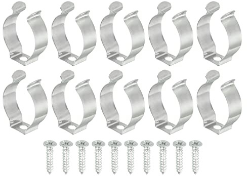 sourcing map T8 Clips Support Cintre Fluorescent Tube Lumière Fixture Support Pinces avec Vis pour LED Ampoules Plafond Lampe, Acier Paquet de 10