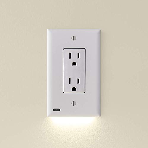 SnapPower 3 Pack GuideLight 2 - Night Light - Electrical Outlet Wall Plate with LED Night Lights - Automatic On/Off Sensor - White