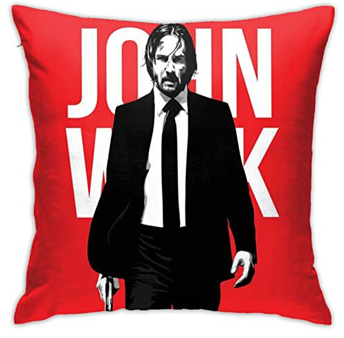 John Throw Wick Kissenbezüge 45,7 x 45,7 cm Kissenbezug, quadratischer Kissenbezug, Kissenbezüge für Sofa, Couch, Bett, Stuhl, Bauernhaus, dekorative Kissen