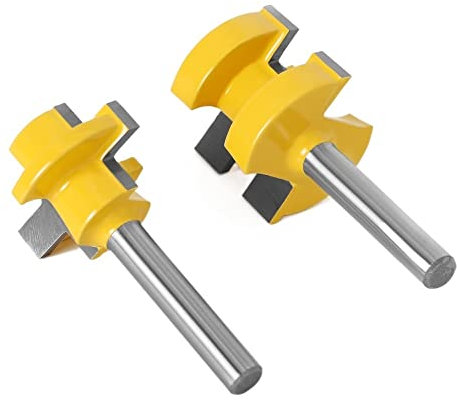2 pz/set Abbinato Linguetta E Scanalatura Router Bit Set 6mm/6.35mm/8mm Gambo T-scanalato Dente Quadrato tenone Bit Fresa Intaglio Cutter Strumenti di Lavorazione Del Legno ( Size : 2pcs 6MM shank )