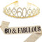 Geburtstag Königin Schärpe & Strass Tiara Kit - 21. 30. 40. 50. 60. Geburtstag Geschenke Geburtstag Schärpe für Frauen Geburtstag Party Supplies (Gold 60th)
