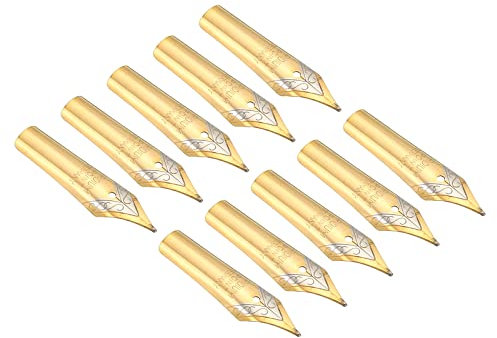 PATIKIL 0.5-0.7mm Line Width Fountain Pen Nib Replacement, 10 Pack 304 Stainless Steel Ink Dip Calligraphy Pen Nib for Drawing Writing, 2 Colors