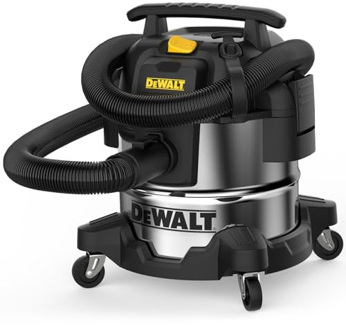 DeWalt Aspirapolvere per Solidi e Liquidi, Aspirapolvere Professionale in Acciaio Inossidabile, 25L,1050 W, DXV25S, Argento