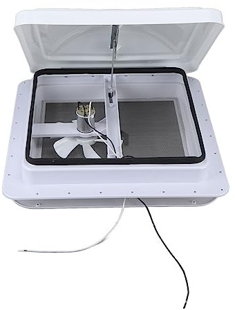 14 X 14 RV Roof Vent, VK100M Universal Replacement Vent Lid, 12V Reversible Fan, 2 Wire Design White Lid Roof Vent, Ultra Low Sound Exhaust Fan for Motorhome, Trailer, Camper