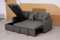 Grey 3 Seater Bonded Leather Corner Sofa Bed With Storage-Convertable Click Clack L Shape Pull Out Couch For Living Room (LEFT HAND SIDE)