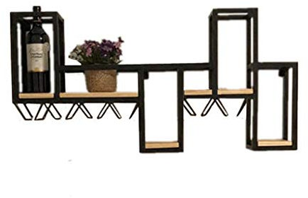 Pimex wine rack, Metal Wine Racks Wall Mount Wood Vintage | Wall Unit Storage Organizer Shelf | Wine Bottle Holder | Wine Glass Holder | Wine Cabinet Metal Iron