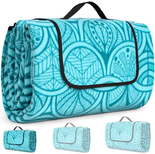 SOMLAW Picknickdecke Outdoor Campingdecke Wasserdichter Unterseite, 200x150cm Picknick Decke Camping Blanket Ideal für Camping und Wandern (Pfauenblau)