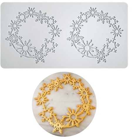 Moule en silicone creux en forme de Guirlande de flocons de neige, Noël moule de dentelle 3D pour décoration de cupcakes, sucre, loisirs créatifs, desserts, Cuisine moléculaire