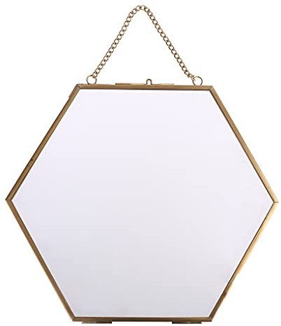 Sechseckiger schwebender Bilderrahmen zum Aufhängen, Metall, Glas, Porträt, Pflanze, 20,3 x 25,4 cm