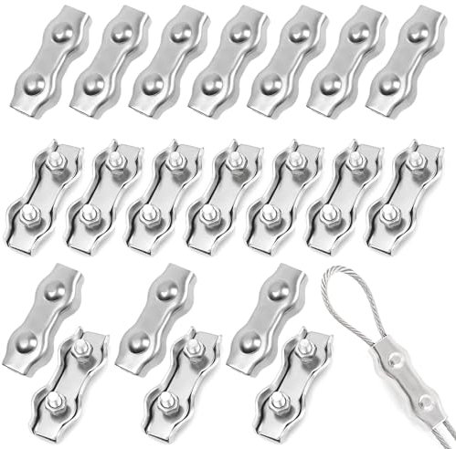 Alethron Drahtseilklemme, 10 Stück M3 Seilklemme Edelstahl Seilklemmen 3mm Duplex Seilverbinder Stahlseil Klemme Clips für Drahtseil 4mm Wäscheleine Markise fixiert