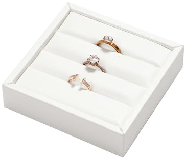 Oirlv Weiß PU Leder Ringständer Ring Ringtablett | Ausstellungsständer Organizer Halter Ohrstecker Ring für Organizer