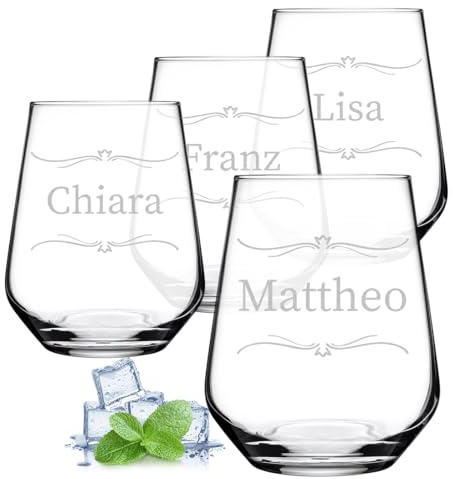 polar-effekt Set di 4 bicchieri per bevande con incisione personalizzata, 425 ml, con nome, regali per donne e uomini, sostenibili senza BPA