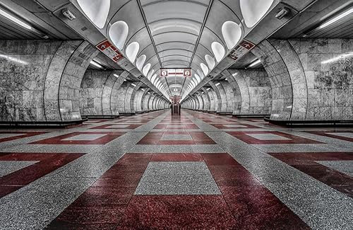 U-BAHN STATION Fototapete VLIES-350x260 cm (8213A)-New York Beton Abstrakt Design Fotokunst Wandtapete-Inkl. Kleister-Vliestapete Bild Dekoration Wand-Dekor Moderne Motiv-Tapete Panorama Poster XXL