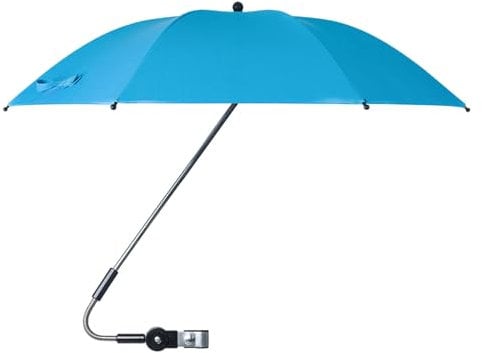 Mitoydoe Parasol de plage avec pince universelle, UPF 50+ réglable à 360 °, parapluie portable pour chaise de plage, chaises de terrasse (chaise non incluse), noir foncé