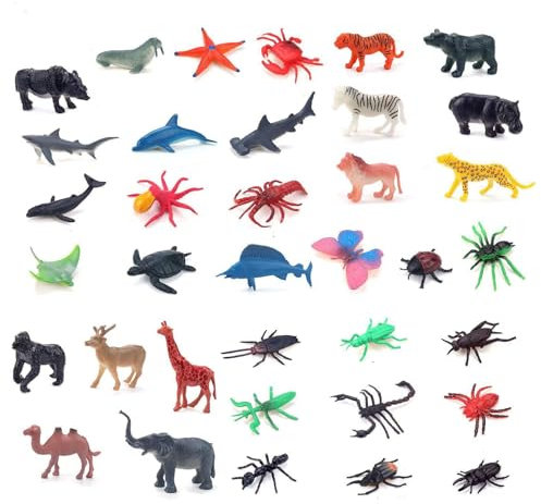 Semazz Figurines Animaux, 36 Pièces - Animaux Sauvages, Insectes et Créatures Marines - Jouets Éducatifs pour Enfants et Collectionneurs