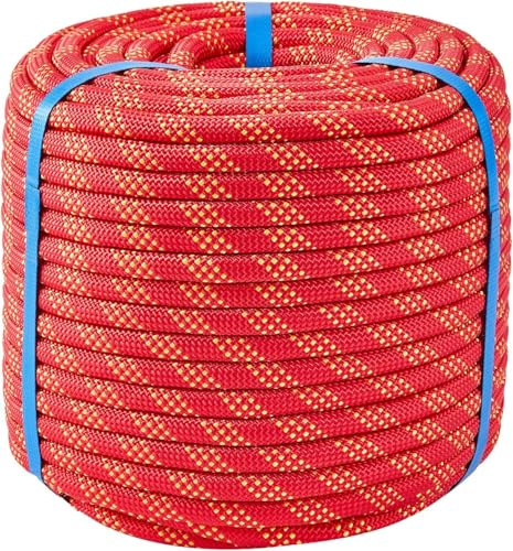 7/16 Inch 150ft Double Braided Polyester Arborist Rope, Heavy Duty Nylon Rope for Anchor, Tree Work, Cargo, Pulling, Sailing(Red)