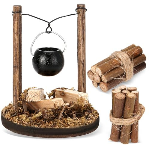 Miniatur Lagerfeuer, Mini Puppenhaus Zubehör, Puppenhaus Lagerfeuer, Mini Lagerfeuer Deko, Wichtel Zubehör Feuerstelle, Miniatur Deko für Puppenhaus, Halloween, Weihnachten