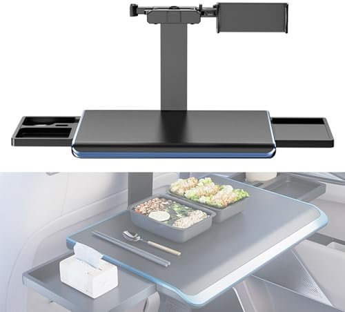 Mesa Multifuncional para Asiento Trasero de Coche, Bandeja Plegable para Asiento Trasero de Coche con Bandeja Expandible y Ranura para Taza de Bebida, Soporta 20 kg