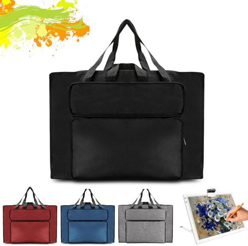 MeYuxg Zeichentasche A2, Künstlermappe Handtasche, wasserdichte Kunsttasche, Skizzenblock Zeichenblock A2 Tragetasche für Kunstbedarf Lagerung, Malkunstpaket für Studio und Outdoor-Skizzen (Schwarz)