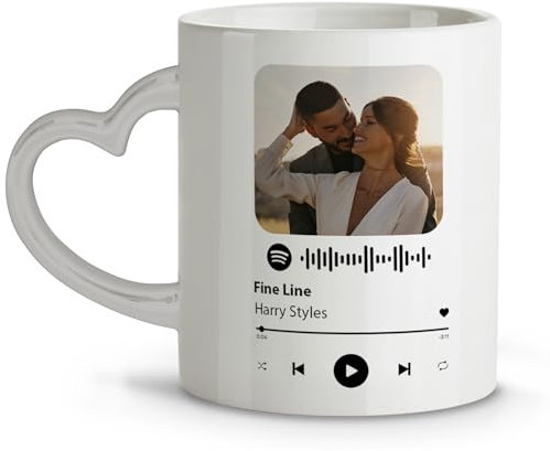 Taza Spotify Personalizada con Foto y Texto. Regalos Originales para Mujer Joven. Regalos Originales para Parejas. Caneca Dia Dos Namorados Homem. Gifts for Women. Cosas Personalizadas para Regalar