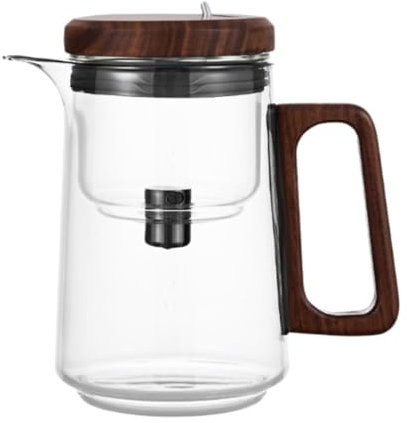 JISADER Teiera in Vetro, bollitore per tè Sfuso, Regalo per la Festa del papà, con infusore, Coperchio in Legno, bollitore per tè in Fiore, 28 once/800 ml, Chiaro