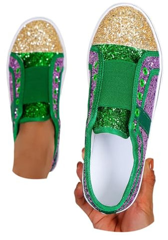 Generisch Glitzer Schuhe Damen Glänzend Sneaker Party Turnschuhe Festliche Silvester Stiefeletten Elegant Karneval Laufschuhe Pailletten Rave Brautschuhe Flach Damenschuhe