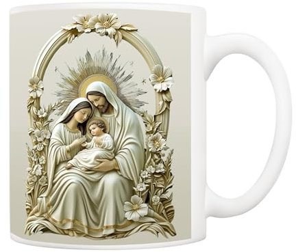 5Aup Nativity Scene Mary Joseph Jesus Coffee Mug, Christmas Nativity, Jesus, Scripture, Christian, Religious Mugs, White 11 Oz
