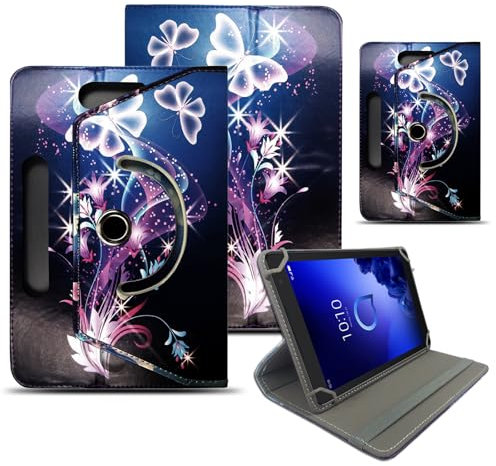 9 Inch Tablet Case Universal Fit, Premium PU Leather Flip Stand Cover Compatible With Most 9 Tablets - Ultra Butterfly Style 7 360