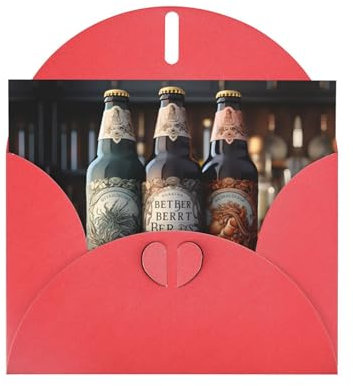 Elegante Perlglanz-Grußkarte mit 3 Bierflaschen, 15,2 x 10,2 cm, für Weihnachten, Geburtstage, Hochzeiten und mehr