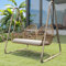 Merax Hollywoodschaukel 2-Sitzer, Gartenschaukel mit Rückenlehne und Sitzkissen, Doppelschaukel aus PE-Rattan, Schaukelbank Outdoor, Gartenliege Wetterfest, für Garten Balkon Veranda, Beige & Gelb