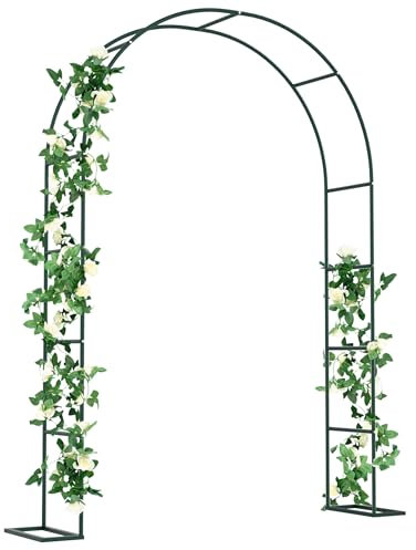SUBTLETY 192x38x240cm Rosenbögen Metall Rundbogen Witterungsbeständig Rosen Rankgitter Torbogen Rankhilfe für Kletterpflanzen Freistehend Rosengestell für Garten Dekoration (Grün)