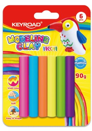 Keyroad Knetmasse, Knete 6x15g, Neon, Blister, Farbmix Knete Zubehör/für Kinder/für die Schule