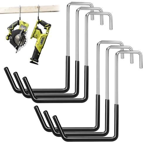 XTUDOU® 6 Pezzi Ganci Per Il Garage, Ganci Grandi A S, Non Richiede Foratura, Ganci Garage per Piante, Biciclette, Attrezzi da Giardino (Nero)