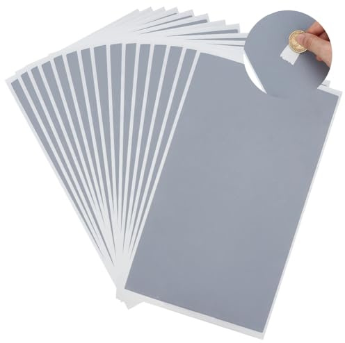 FINGERINSPIRE 15 Foglio Intero di Adesivi Gratta e Vinci 21x11cm Etichette Rettangolari Autoadesive Fai da Te Adesivi Gratta e Vinci Grigi Creazione di Biglietti della Lotteria Fai da Te