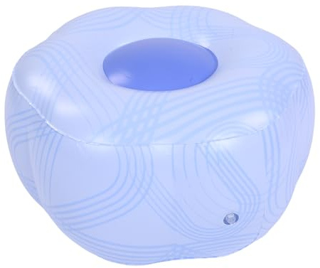 BAOFUYA Aufblasbarer Hocker, Ottomane-Sitz mit Blauem Streifen-Design für Outdoor-Camping, Musikfestivals, Strandpartys, Aufblasbarer Hocker, Wasserdichter Tragbarer Fußstützenhocker aus PVC, Nan