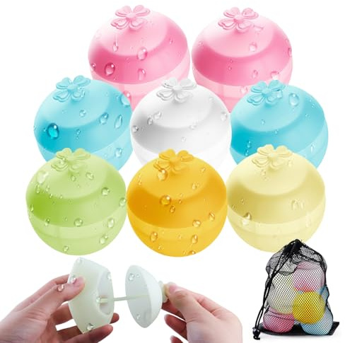 SIENON wiederverwendbare Wasserballons aus Silikon, 8 Stück | Wasserbälle