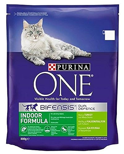 Purina ONE Indoor Dry Cat Food Turkey & Wholegrain 800g (Pack of 4)