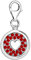 Quiges Charm Anhänger Rot Zirkonia Münze mit Offen Herz 925 Silber mit Karabinerverschluss für Bettelarmband