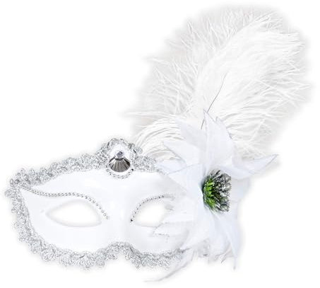 W WIDMANN MILANO Party Fashion 1795W - Augenmaske, aus Samt mit Rose und Federn, Kostümzubehör, Accessoire, Venezianisch, Karneval, Mottoparty