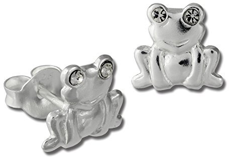 Teenie-Weenie Ohrringe für Kinder 925 Silber Ohrstecker Frosch weiß SDO8022W Silber Ohrstecker