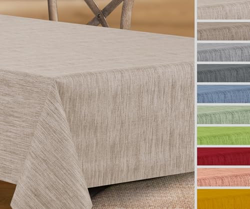 Wachstuchtischdecke rund oval eckig, Georginias Tischdecke abwischbar, Farbe und Größe wählbar (Oval 130 x 170 cm Beige)