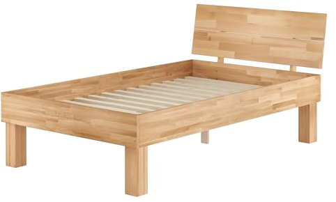 Erst-Holz®Hohes Massivholzbett für XXL Buche 120x220 Einzelbett Seniorenbett inkl. Rollrost 60.81-12-220