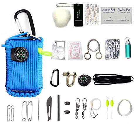 WH Braccialetto Multiuso con Kit di Sopravvivenza Grenade per Escursionismo,Blue