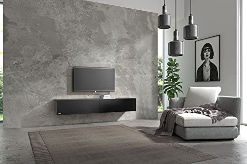 Wuun® TV Lowboard TV Board hängend I 100cm-280cm I Hängeschrank Wohnwand/Somero I Schwarz-Matt I 140cm