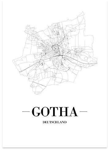 JUNIWORDS Stadtposter - Wähle Deine Stadt - Gotha - 60 x 90 cm Poster - Schrift A - Weiß