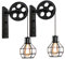iDEGU Lot de 2 Appliques Murales Industrielle, Éclairage Mural Vintage Poulie Lampe de Mur Luminaire Intérieur pour Bar, Chambre à Coucher, Salon, Restaurant, Café, Couloir - Noir