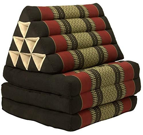 Fine Asianliving Thaikissen Dreieckskissen 3 Auflagen Kapokfüllung 50x175x8cm Rot Thai Kissen Meditation Matte Matratze Kapok 301-A01