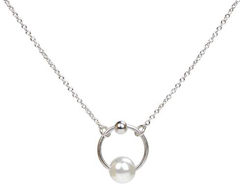 Anhänger und Ohrstecker Pearl Orbit | Süßwasserperle | 925 Sterling Silber | Mit Anker-Kette